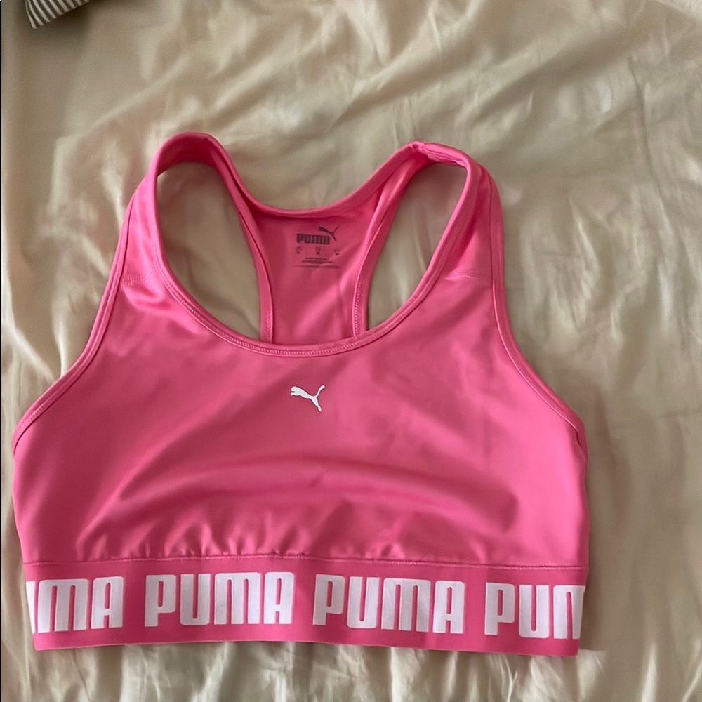 Puma Pink Racerback Sports Bra Medium Support